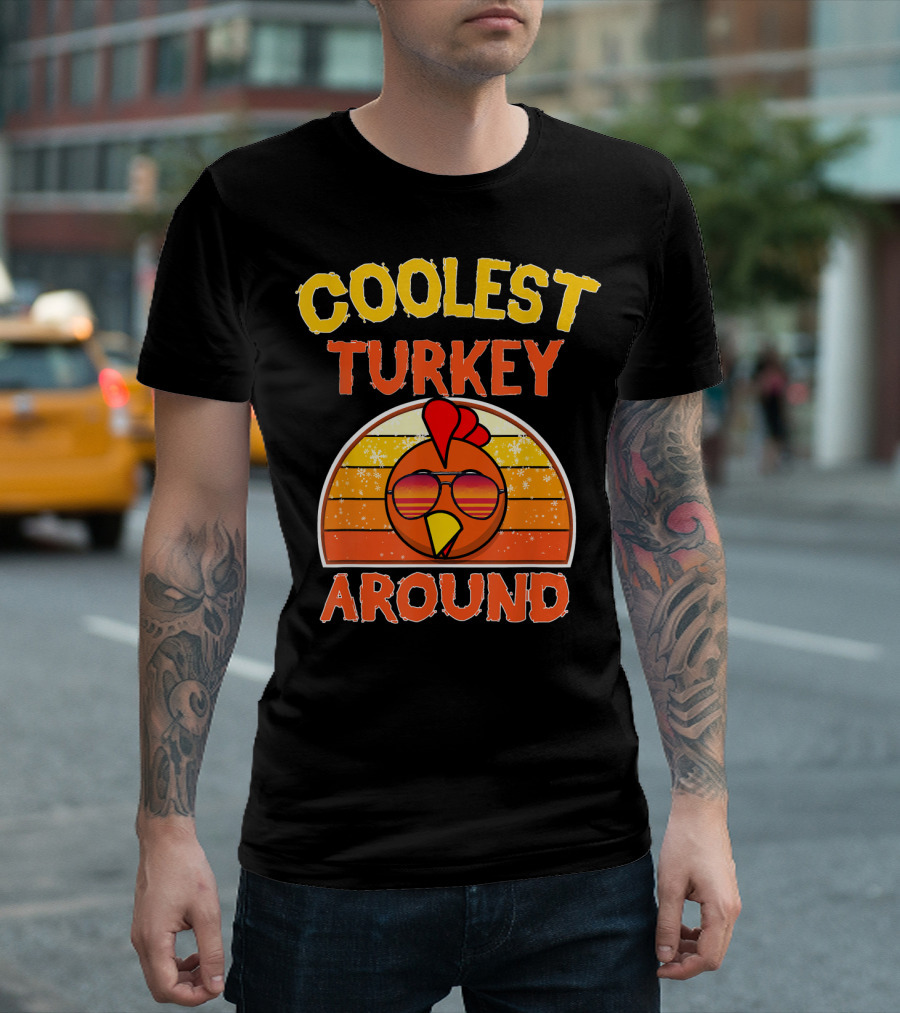 Coolest Turkey Around With Sunglasses And Retro Vibes T-Shirt