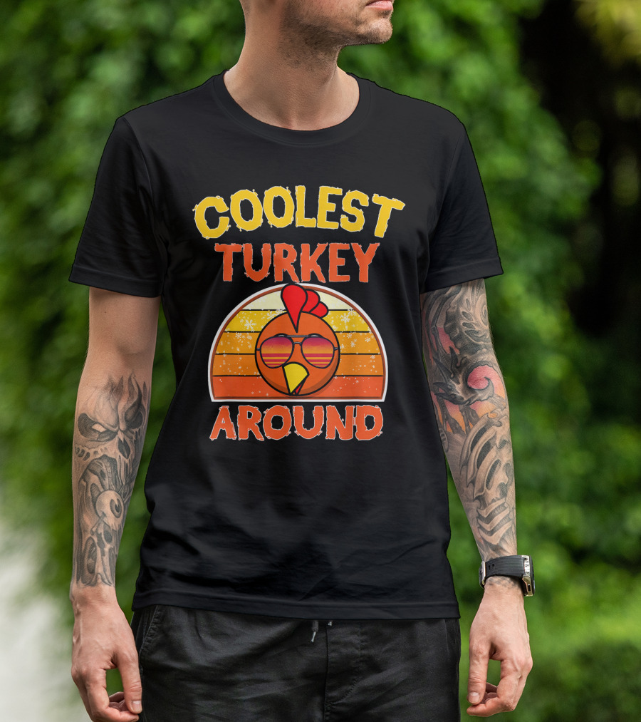 Coolest Turkey Around With Sunglasses And Retro Vibes T-Shirt
