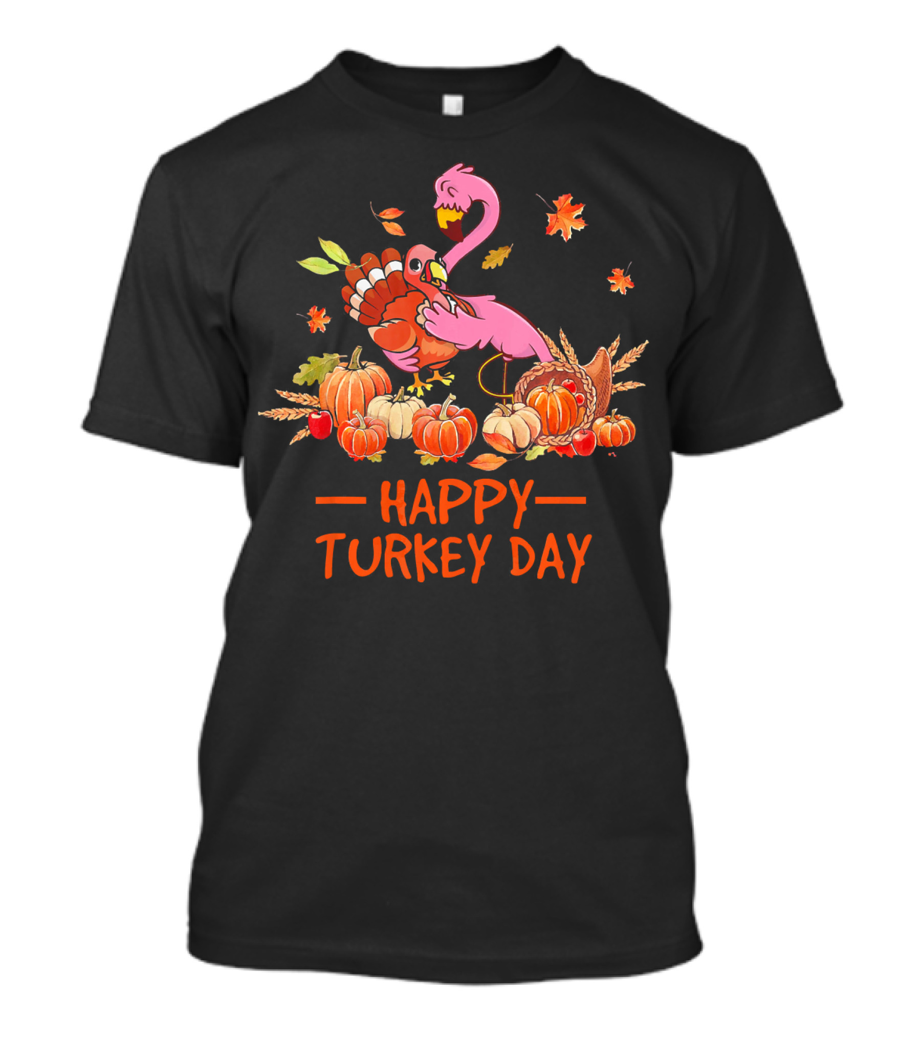 Cute Flamingo Hug Turkey Day Happy Thanksgiving T-Shirt