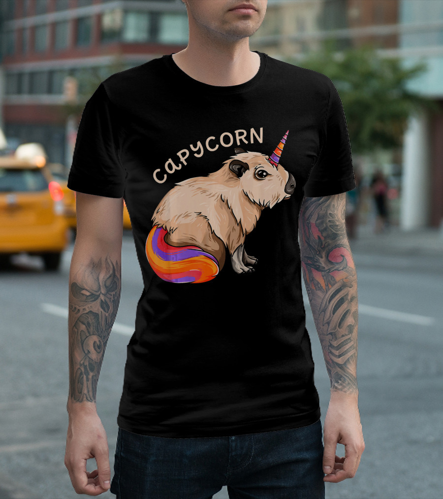 Capycorn Capybara Unicorn Cute Kawaii Rainbow Horn T-Shirt