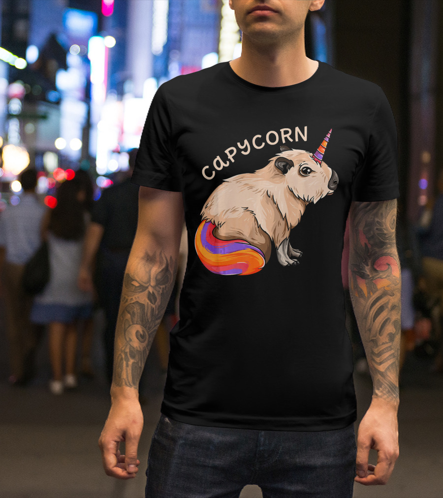 Capycorn Capybara Unicorn Cute Kawaii Rainbow Horn T-Shirt