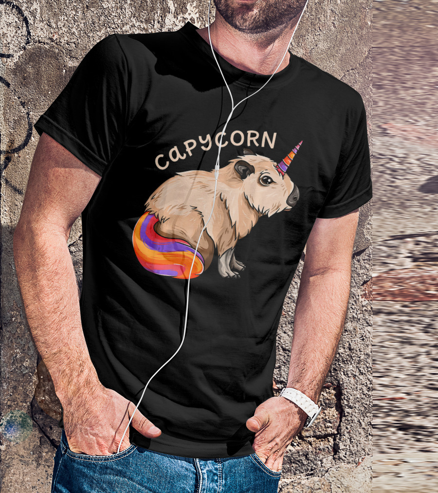 Capycorn Capybara Unicorn Cute Kawaii Rainbow Horn T-Shirt