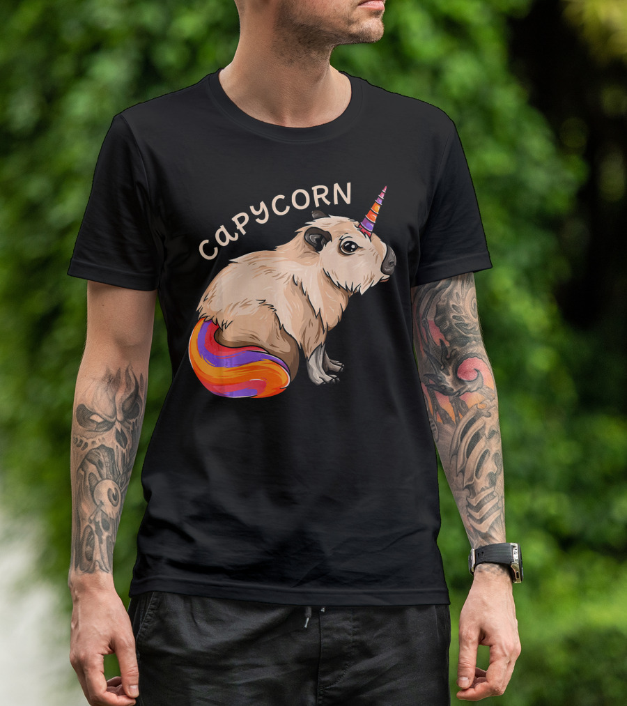 Capycorn Capybara Unicorn Cute Kawaii Rainbow Horn T-Shirt