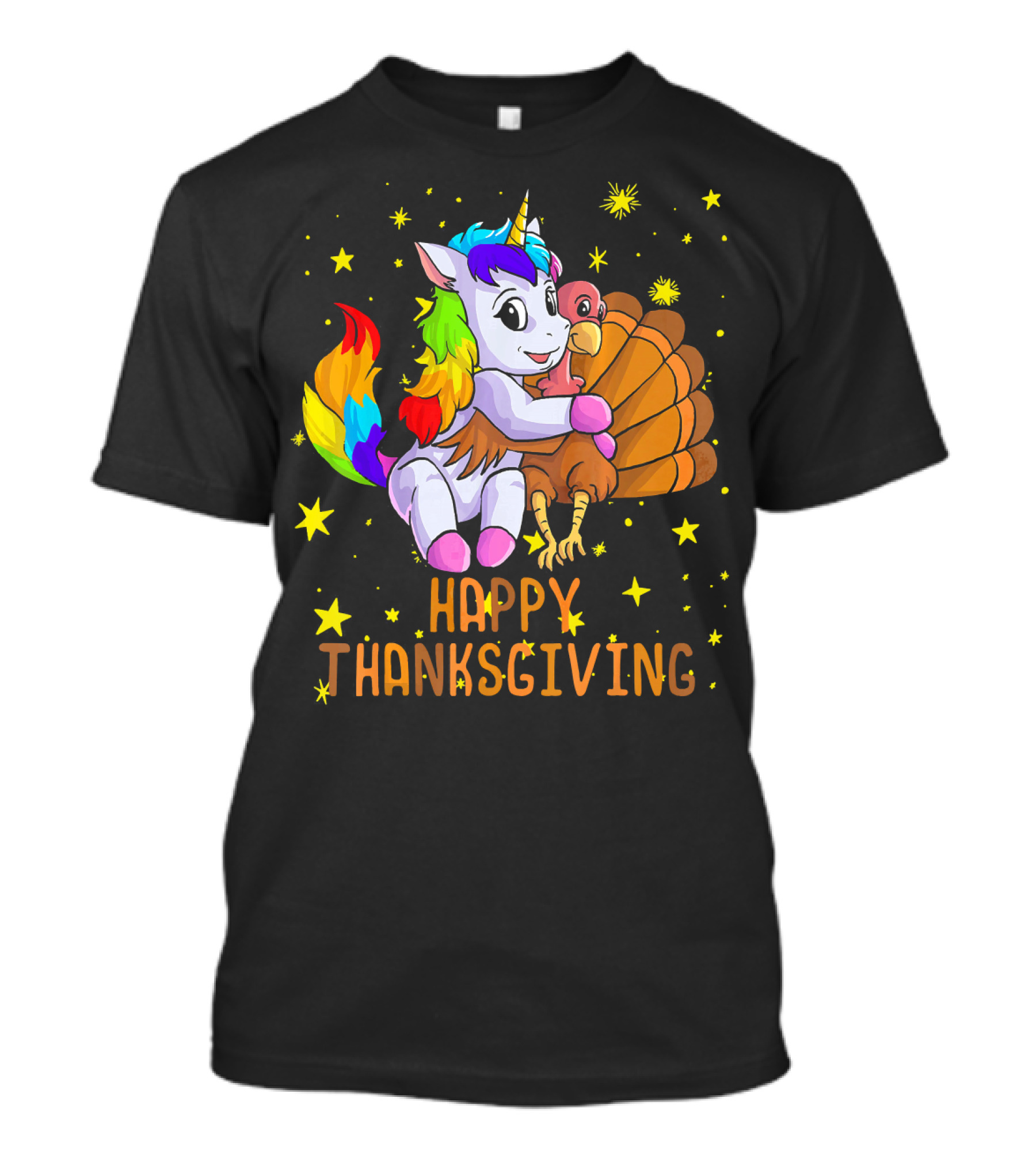 Happy Thanksgiving Cute Unicorn Hugs Turkey T-Shirt
