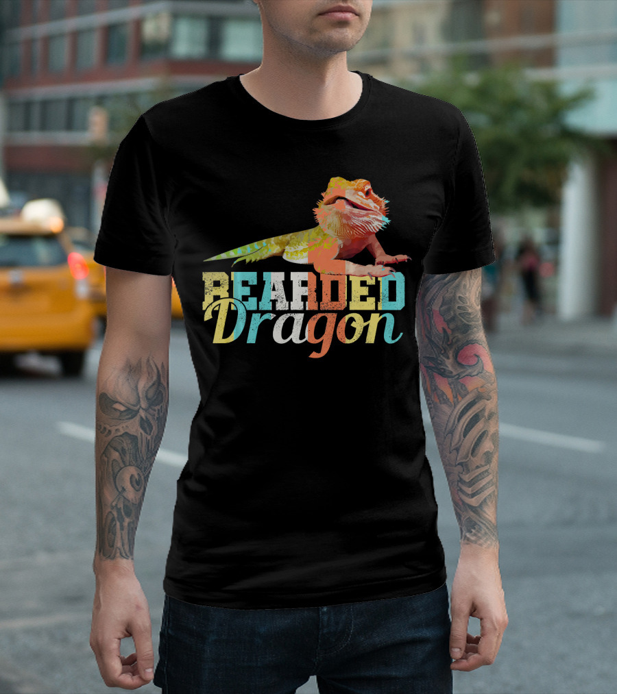 Bearded Dragon Vintage Retro Reptile Lovers Colorful T-Shirt