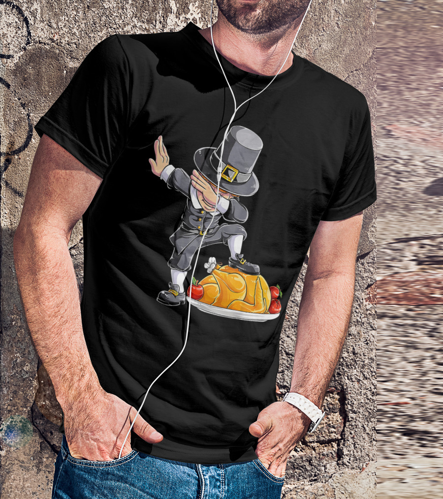 Pilgrim Boy Dabbing On Thanksgiving Turkey T-Shirt