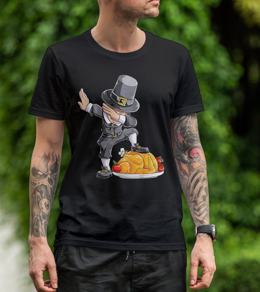 Pilgrim Boy Dabbing On Thanksgiving Turkey T-Shirt
