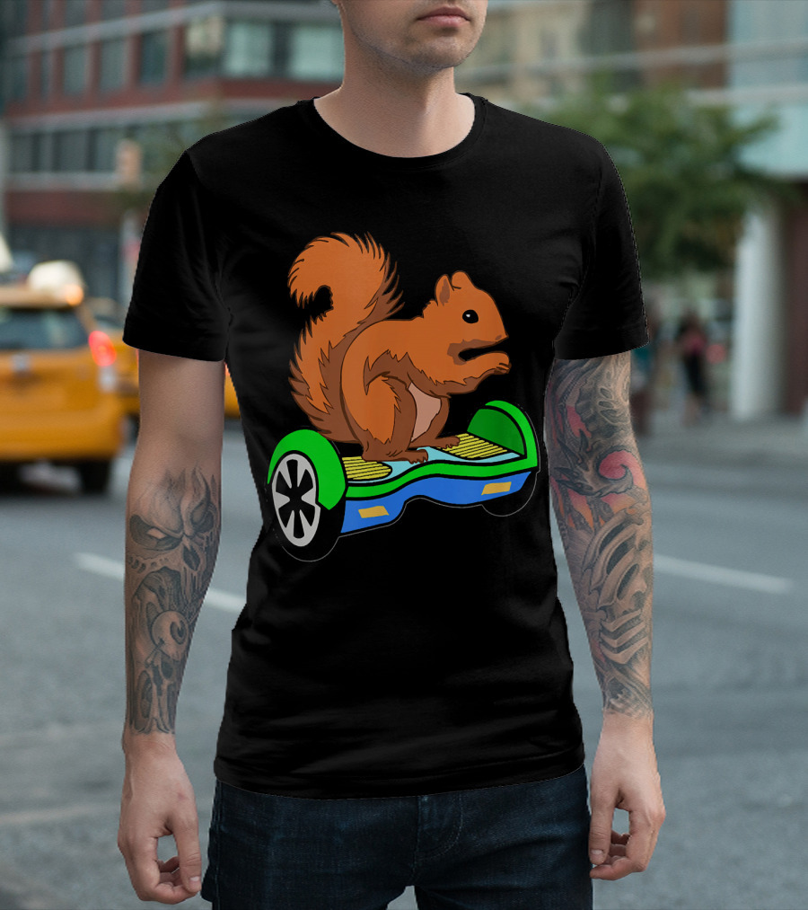 Cute Squirrel Riding Hoverboard Electric Scooter T-Shirt