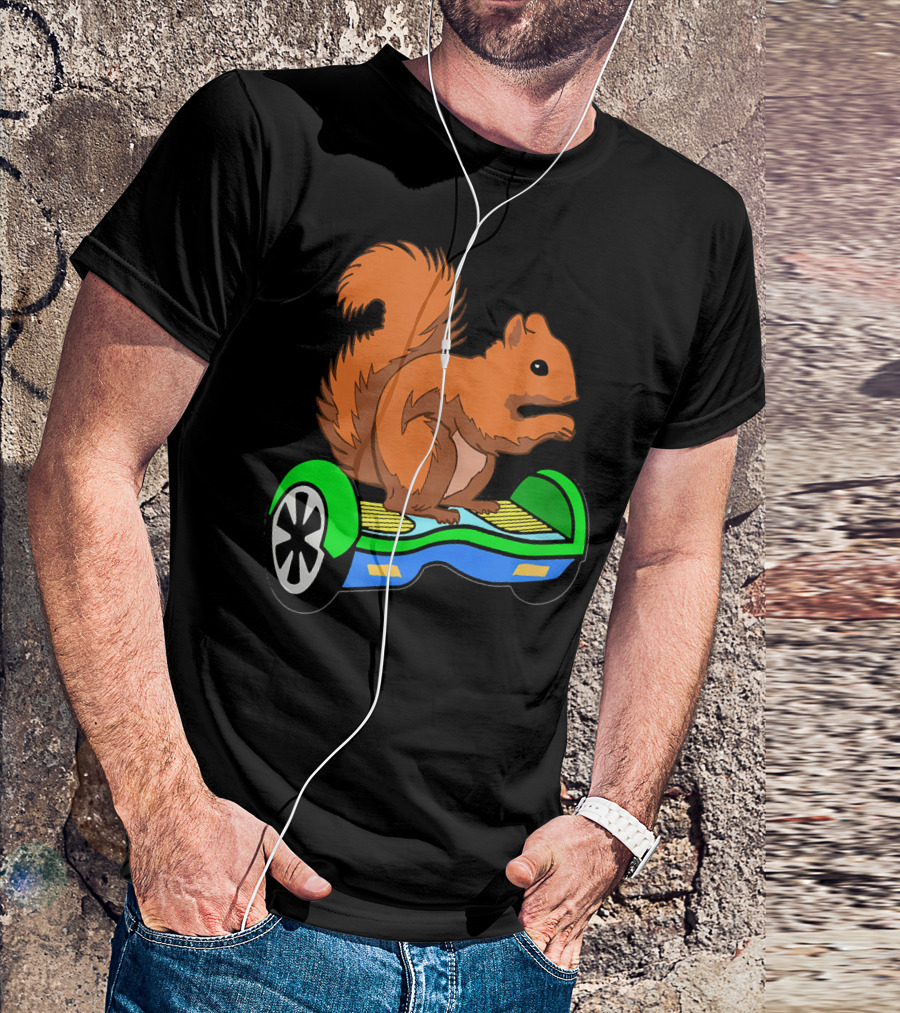 Cute Squirrel Riding Hoverboard Electric Scooter T-Shirt