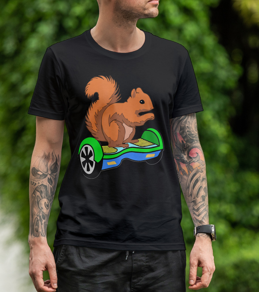 Cute Squirrel Riding Hoverboard Electric Scooter T-Shirt