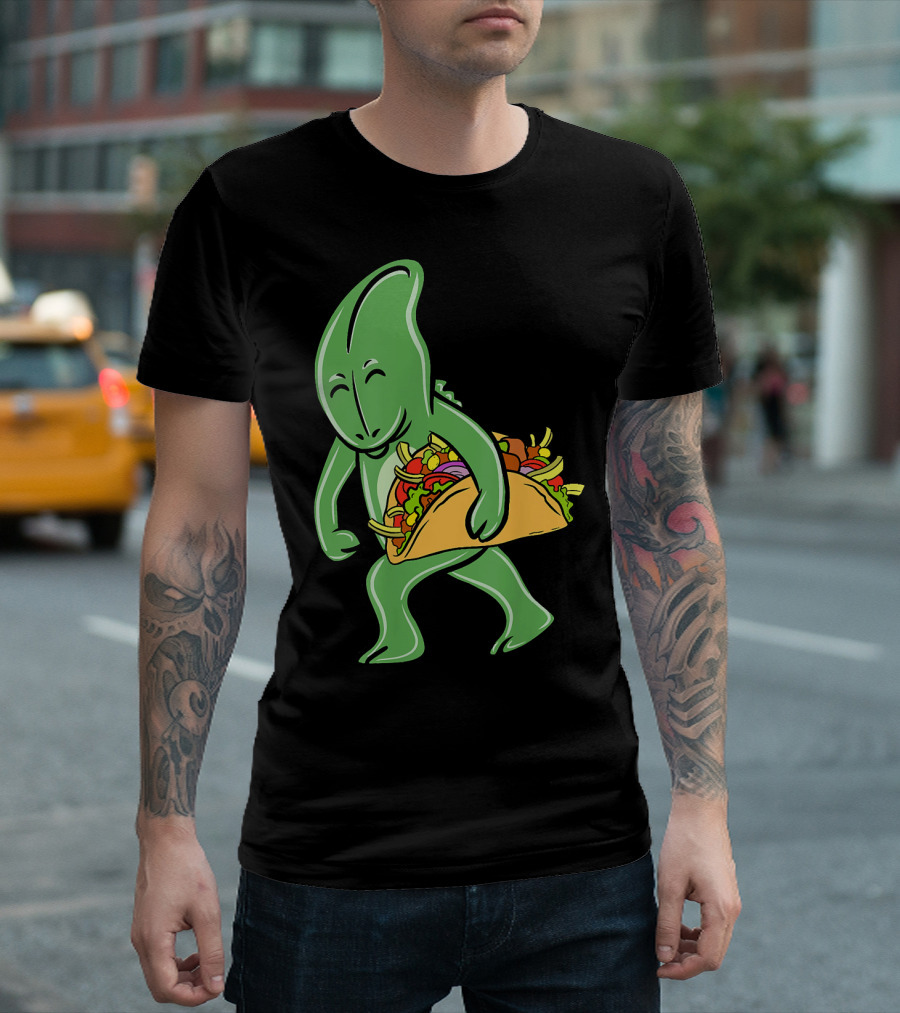Chameleon Enjoying Taco Delight In A Humorous Pet T-Shirt