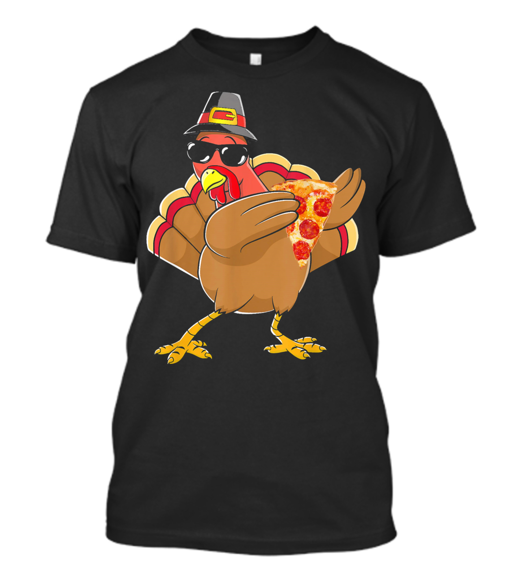 Cute Save A Turkey Eat Pizza Funny Thanksgiving Turkey With Pizza And Sunglasses T-Shirt