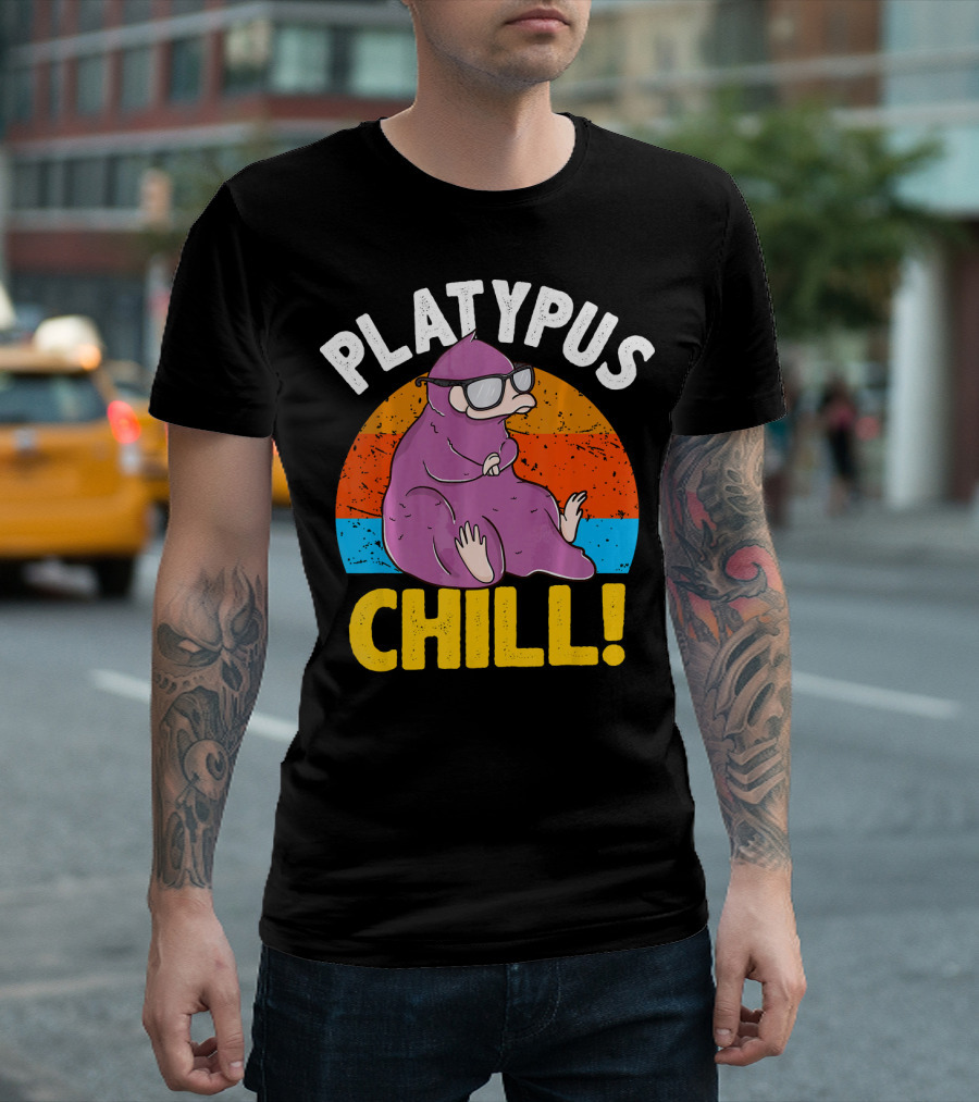 Platypus Chill Animal Lovers Sunset Vibes T-Shirt