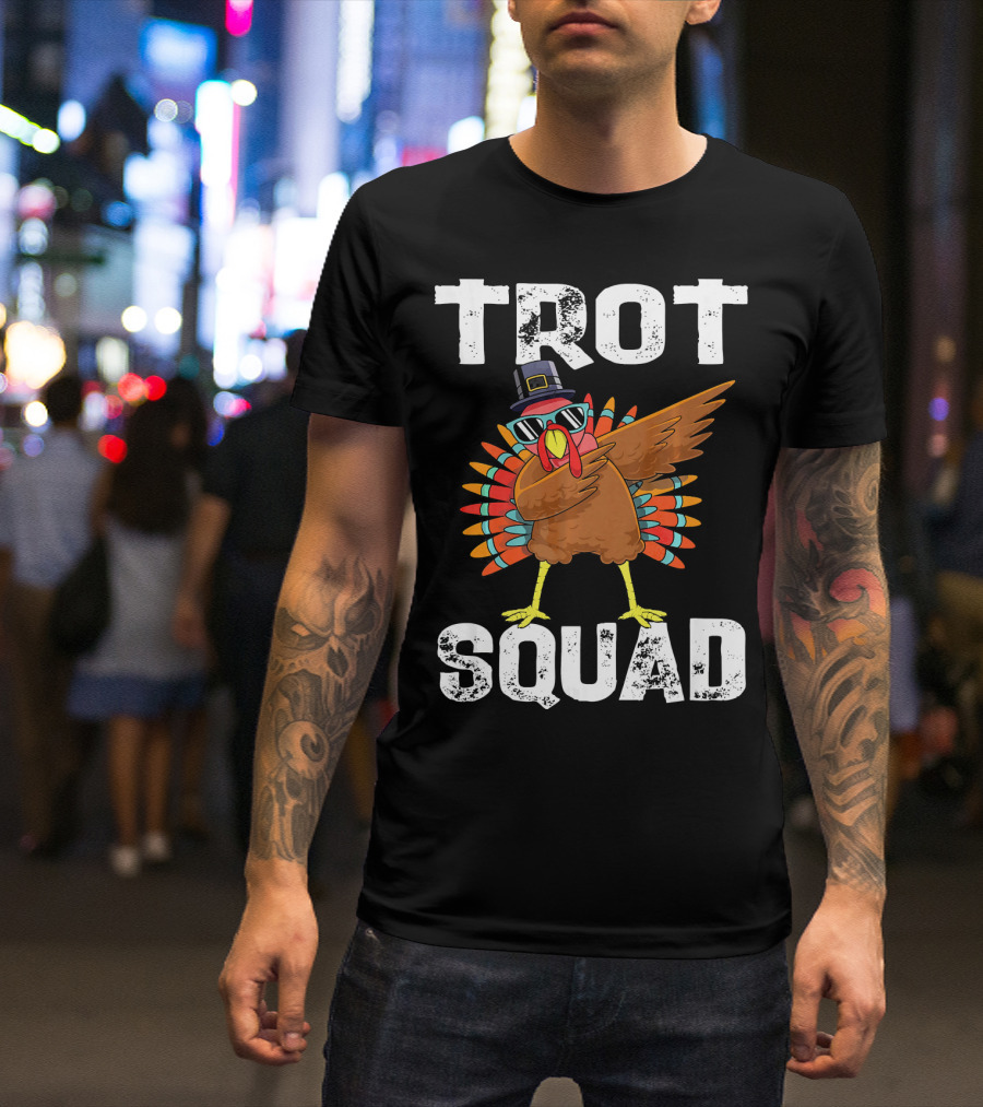Cute Turkey Dabbing Trot Squad Thanksgiving 5k 10k T-Shirt