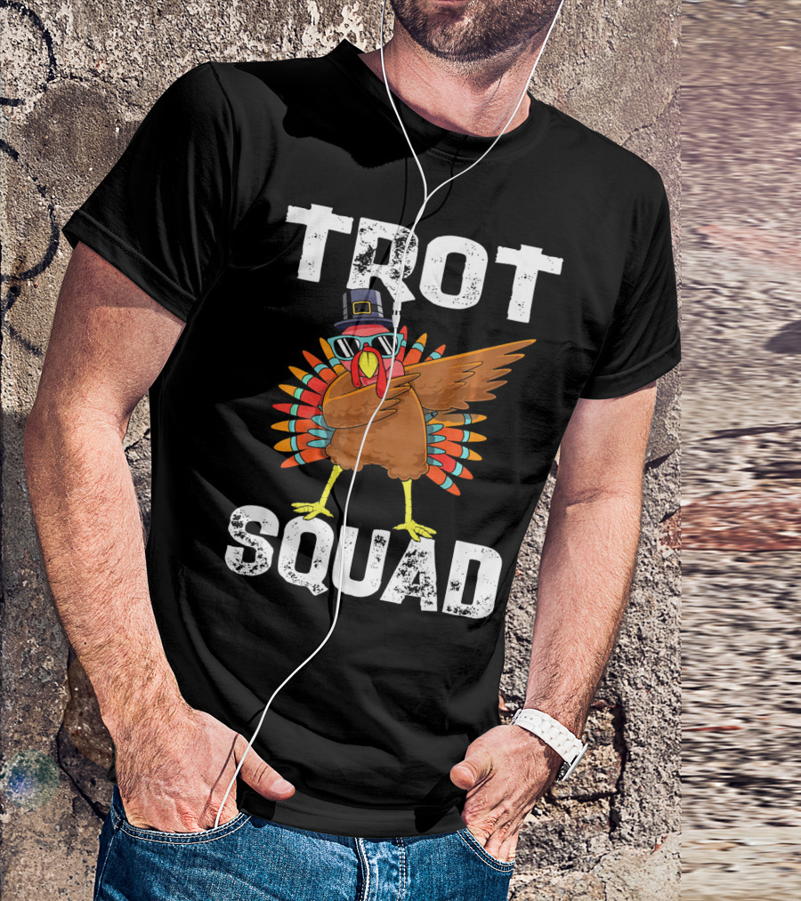 Cute Turkey Dabbing Trot Squad Thanksgiving 5k 10k T-Shirt