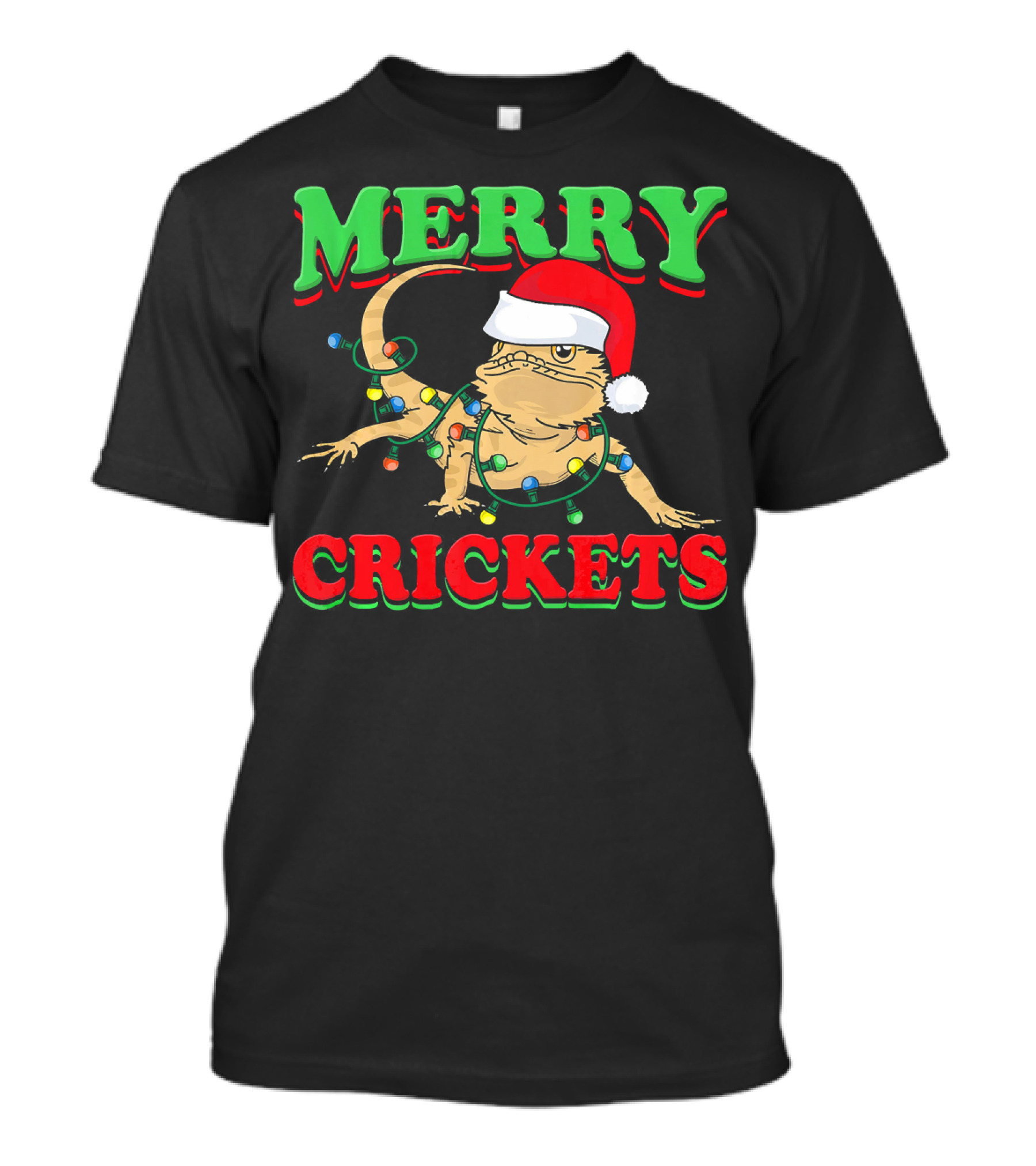 Merry Crickets Bearded Dragon Christmas Funny Lizard T-Shirt