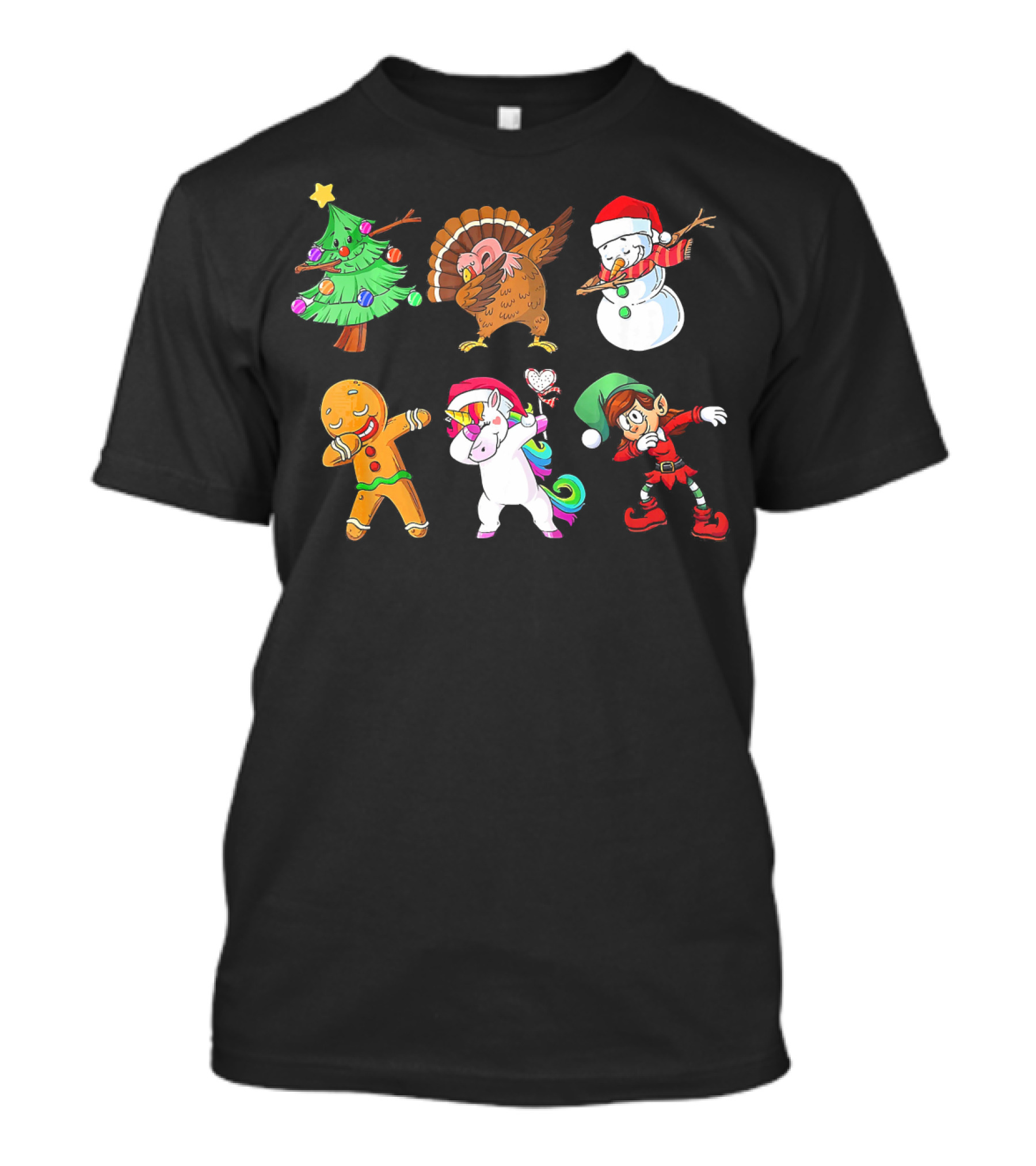 Dabbing Elf Gingerbread Snowman Tree Unicorn Turkey T-Shirt