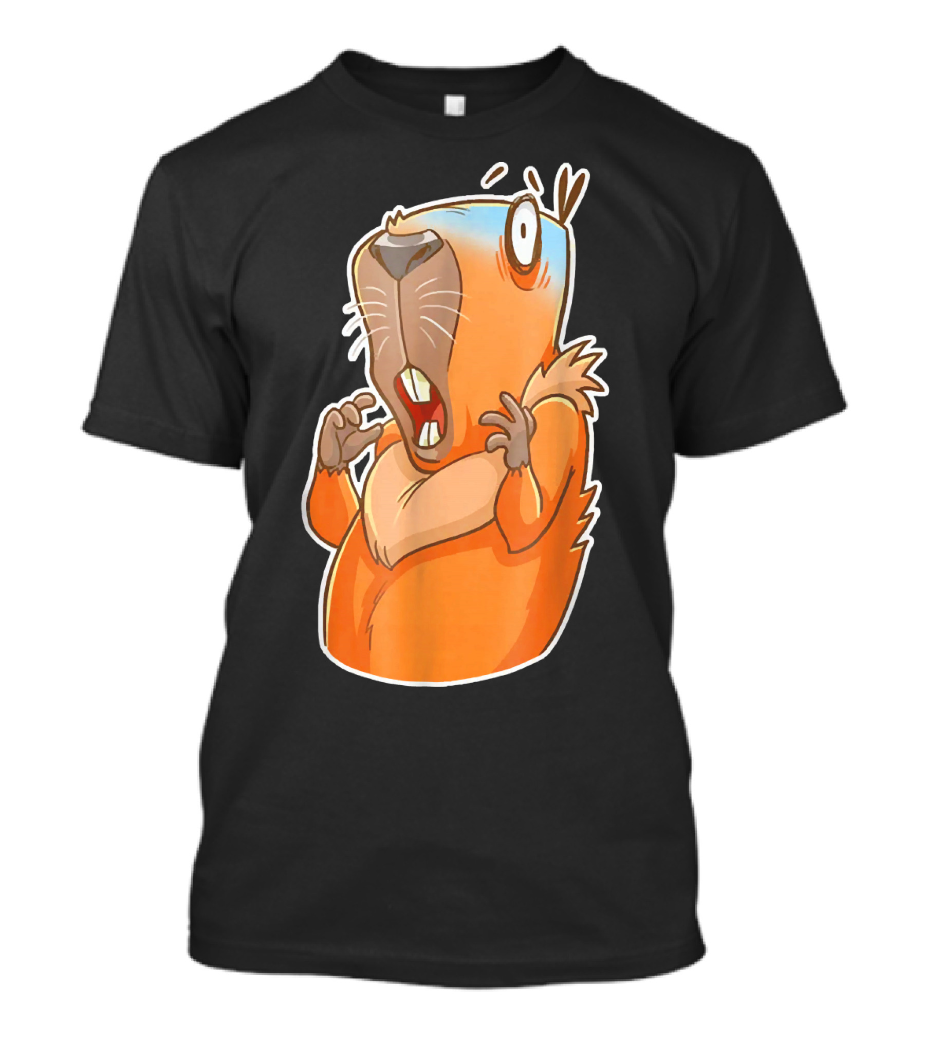 Capybara Scared Cute Guinea Style Cartoon Animal Reaction T-Shirt