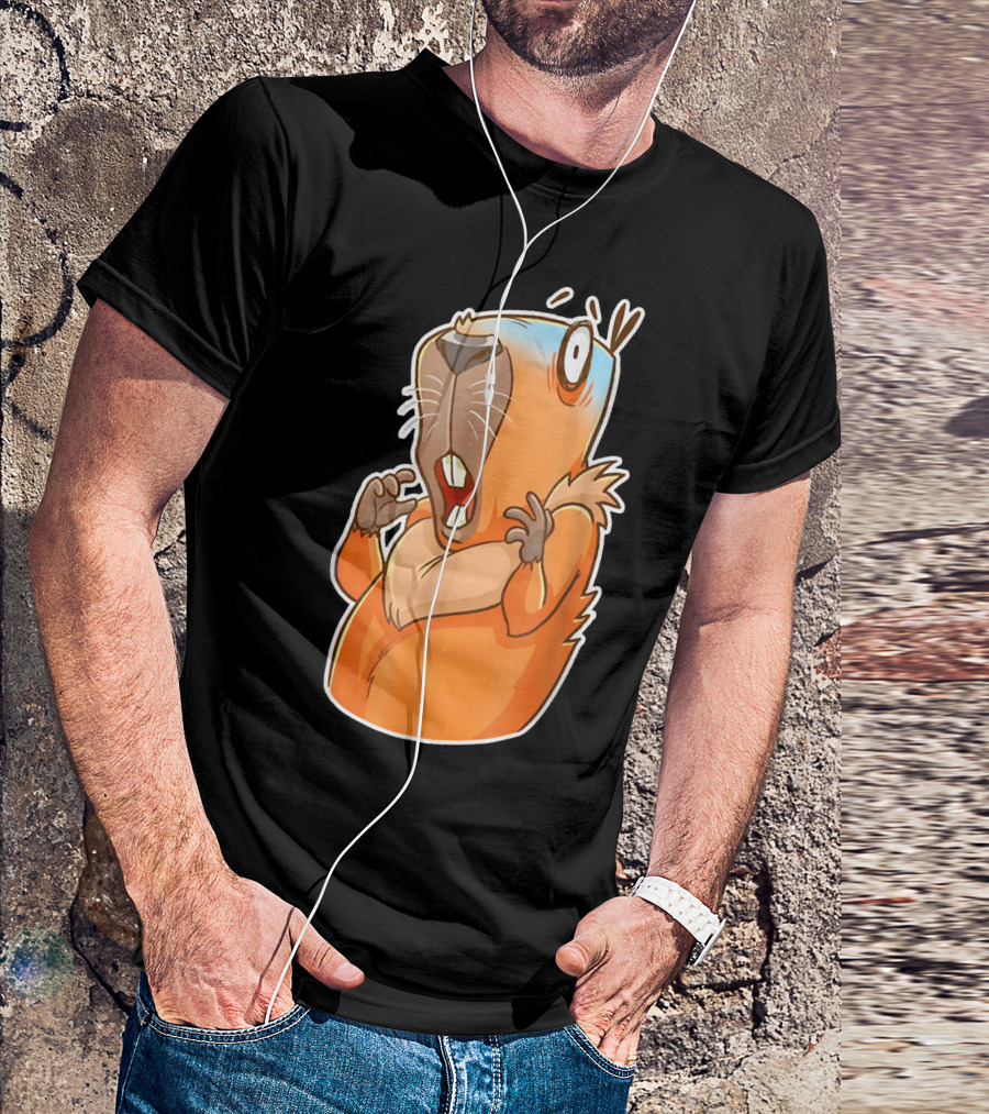 Capybara Scared Cute Guinea Style Cartoon Animal Reaction T-Shirt