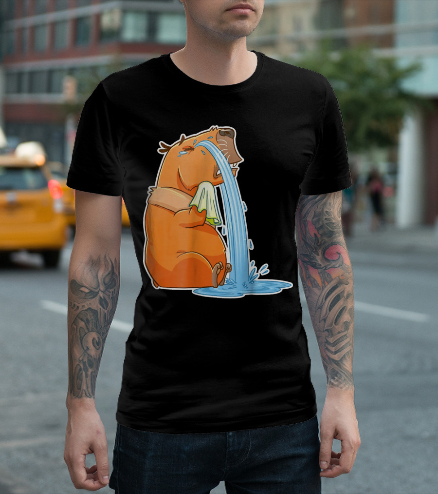 Capybara Crying Cute Guinea Puddle Of Tears T-Shirt