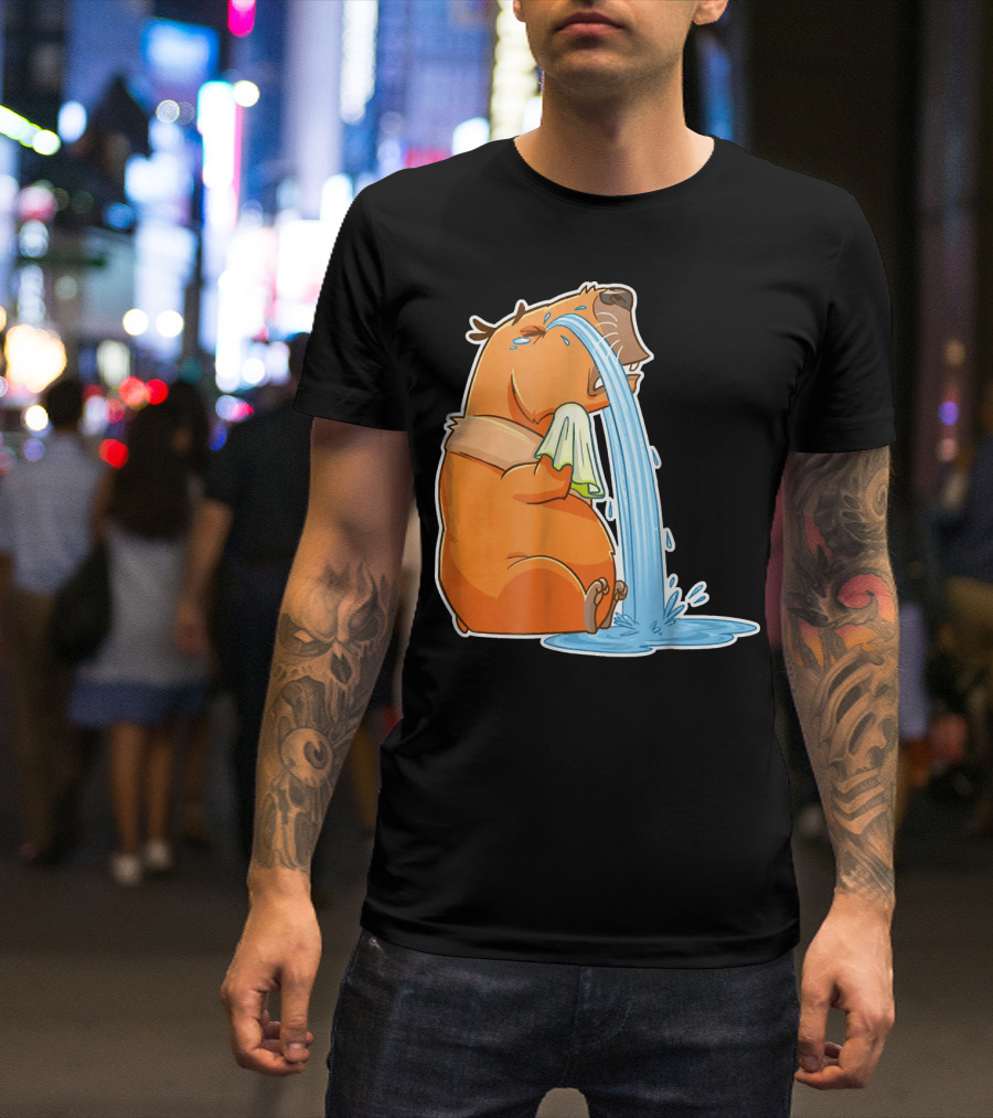 Capybara Crying Cute Guinea Puddle Of Tears T-Shirt