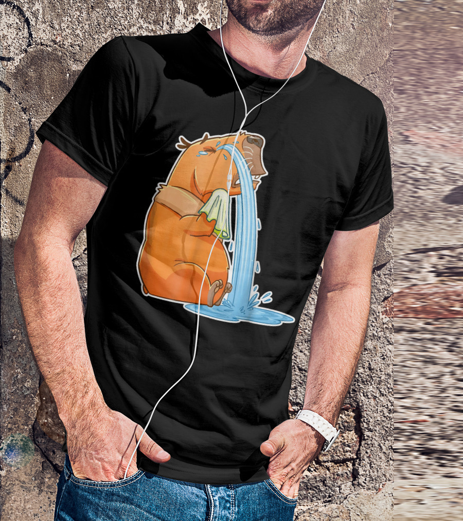Capybara Crying Cute Guinea Puddle Of Tears T-Shirt