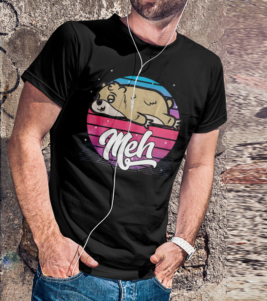 Meh Aesthetic Vaporwave Japanese Otaku Meme Bear T-Shirt