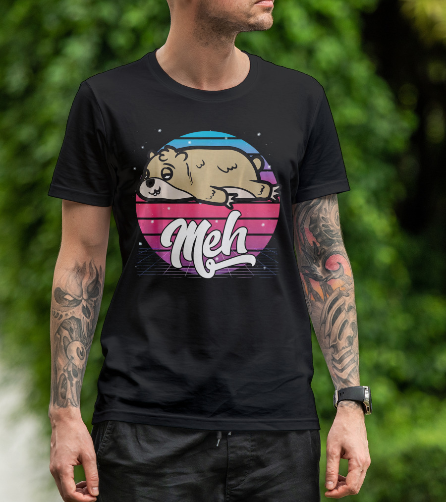 Meh Aesthetic Vaporwave Japanese Otaku Meme Bear T-Shirt