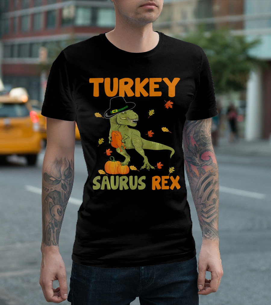 Turkey Saurus Rex Dinosaur Thanksgiving T-Shirt