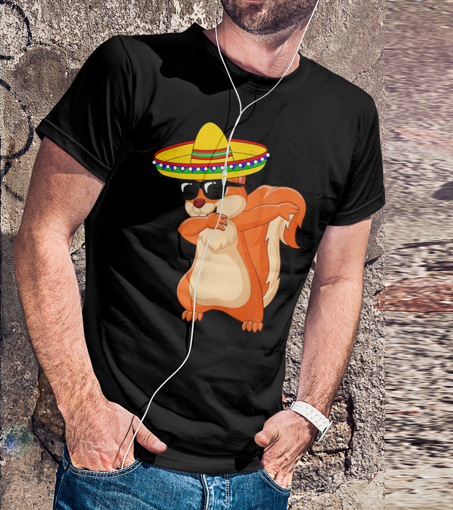 Dabbing Squirrel Sombrero Cinco De Mayo T-Shirt