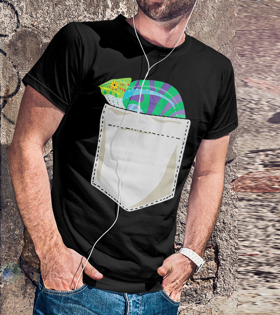 Pocket Chameleon Christmas Style Best For Holiday Fun T-Shirt