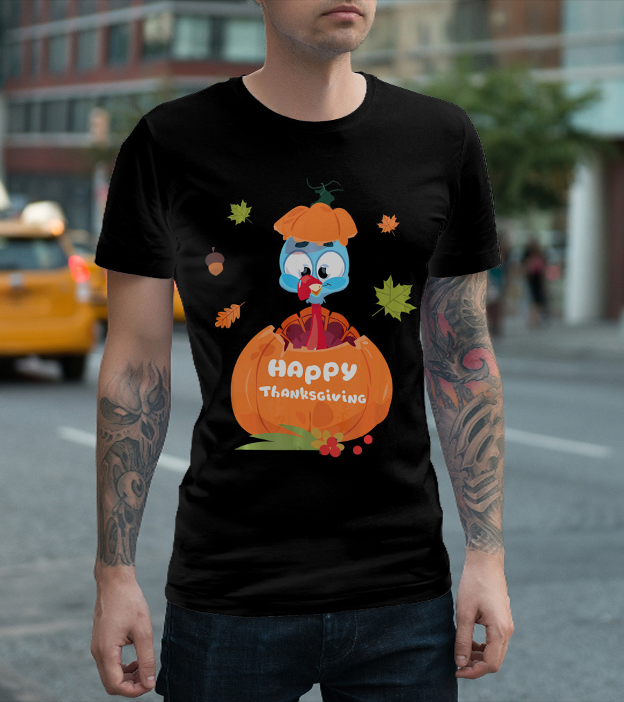 Happy Thanksgiving Cute Turkey In Pumpkin T-Shirt