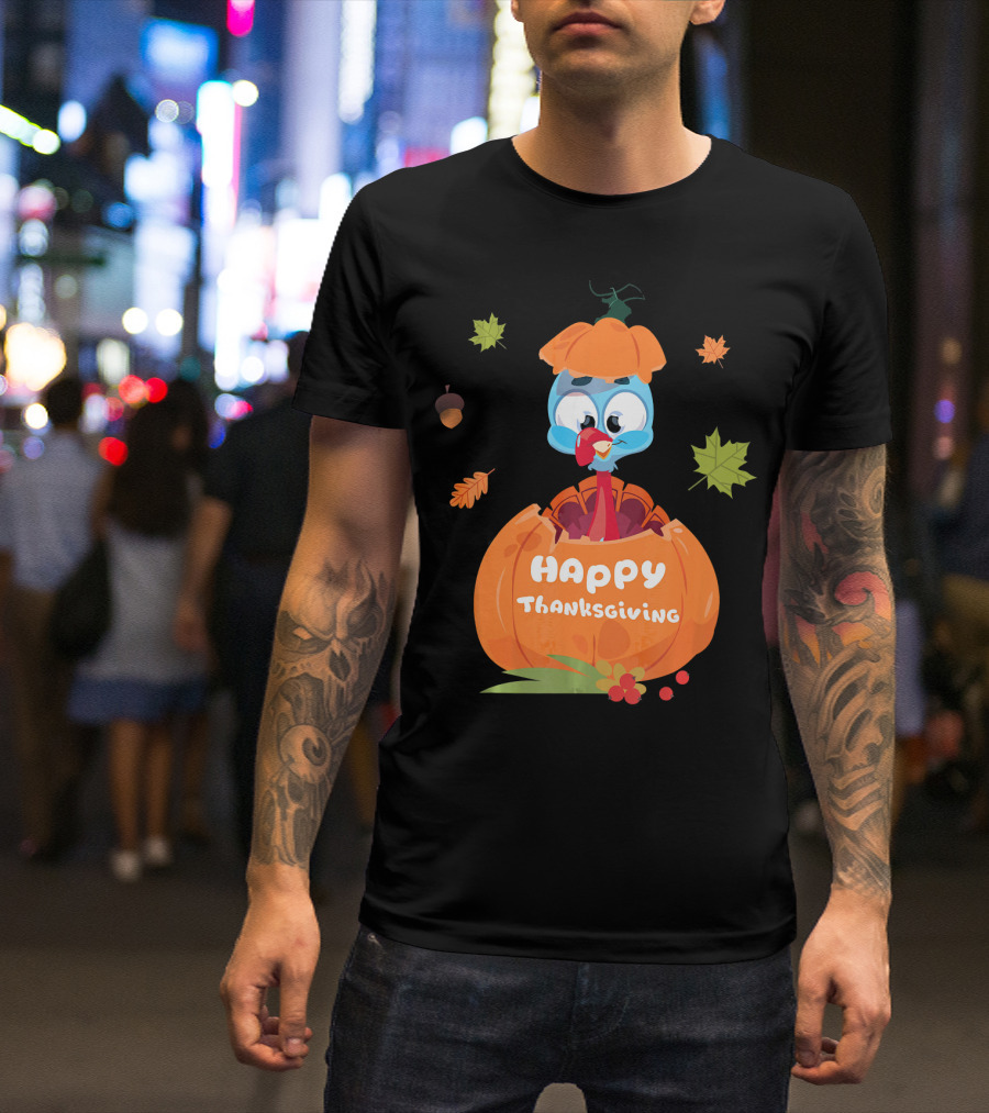 Happy Thanksgiving Cute Turkey In Pumpkin T-Shirt