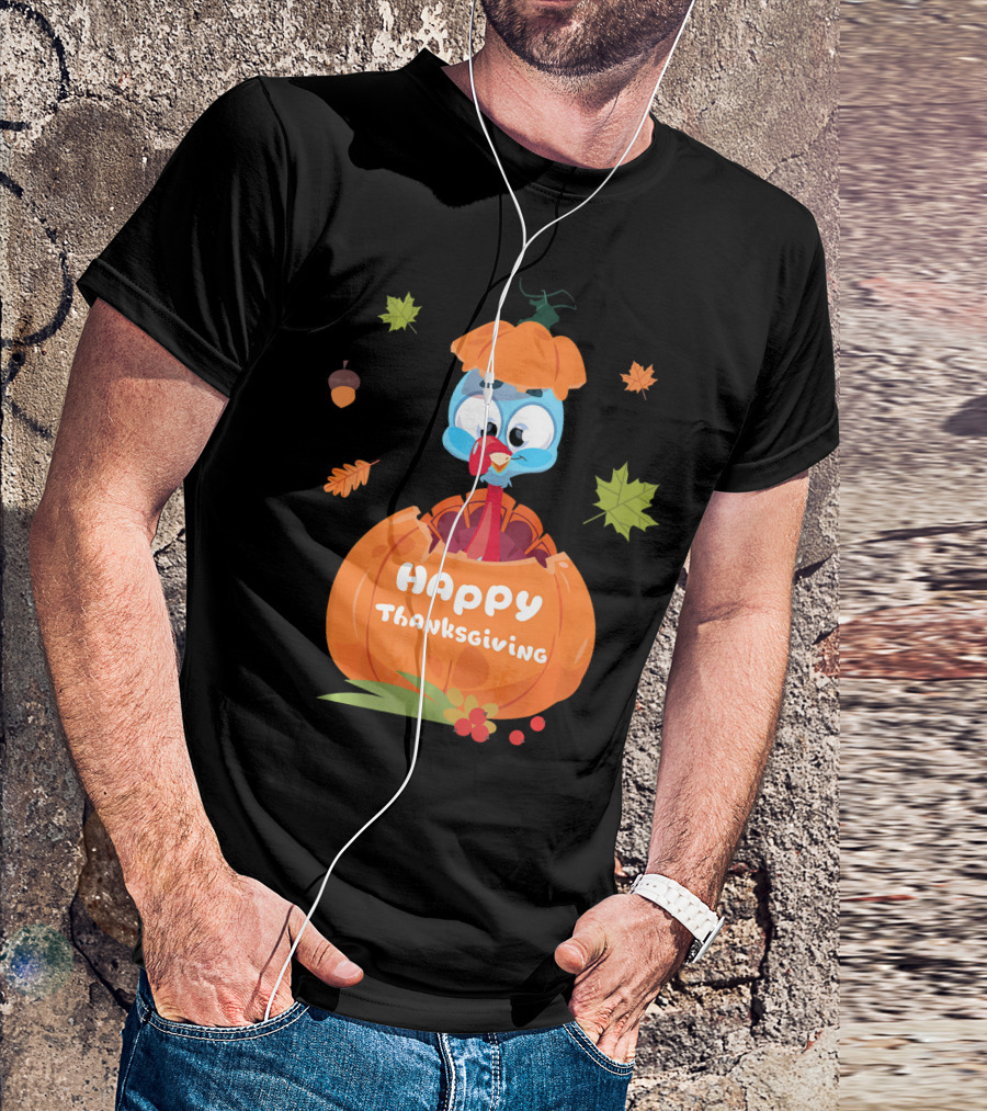 Happy Thanksgiving Cute Turkey In Pumpkin T-Shirt