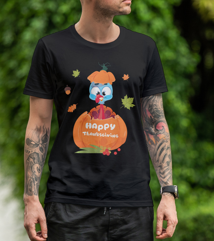Happy Thanksgiving Cute Turkey In Pumpkin T-Shirt