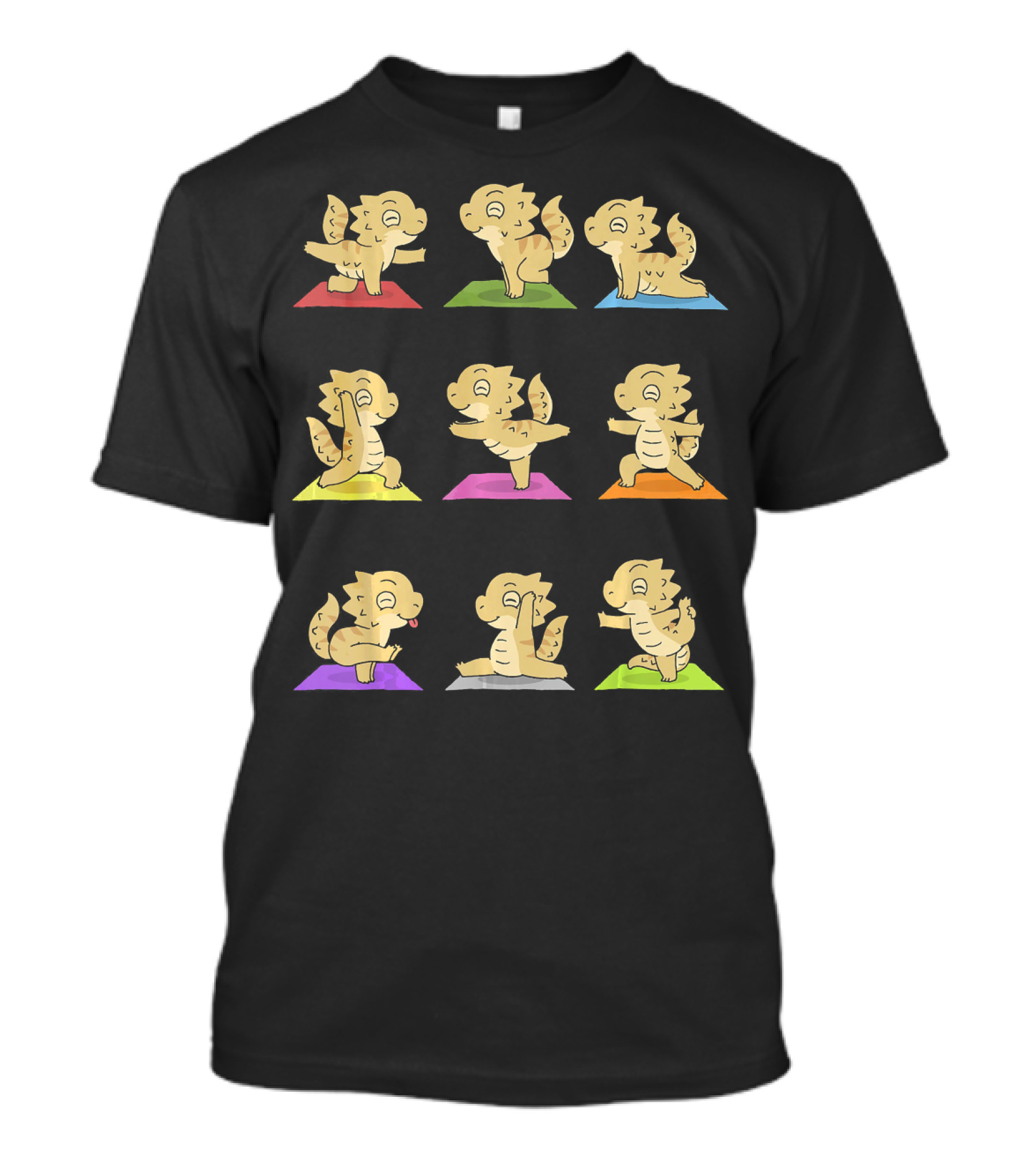 Bearded Dragon Yoga Poses On Colorful Mats T-Shirt