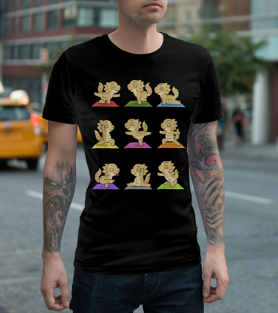 Bearded Dragon Yoga Poses On Colorful Mats T-Shirt