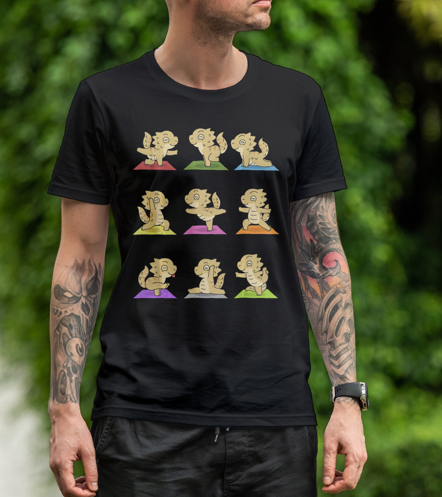 Bearded Dragon Yoga Poses On Colorful Mats T-Shirt
