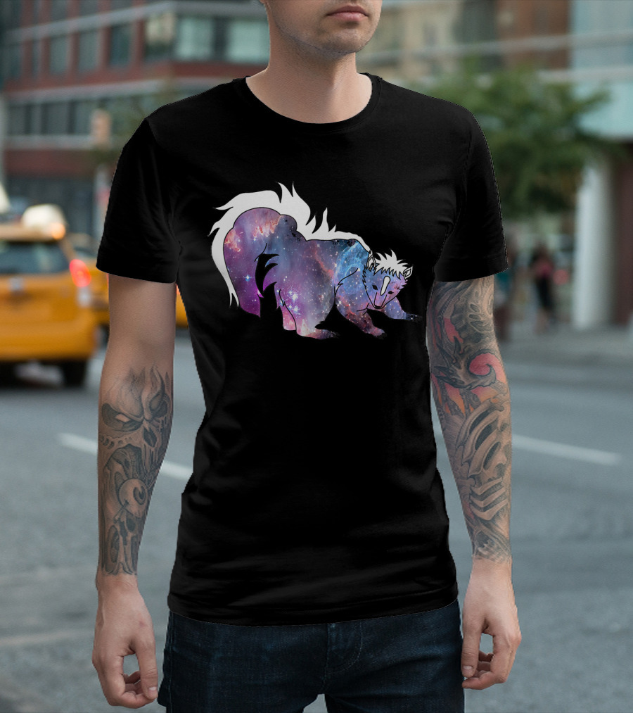 Cosmic Skunk Dinosaur Funny Anim Space Nebula T-Shirt