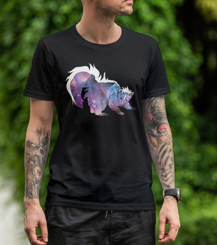 Cosmic Skunk Dinosaur Funny Anim Space Nebula T-Shirt