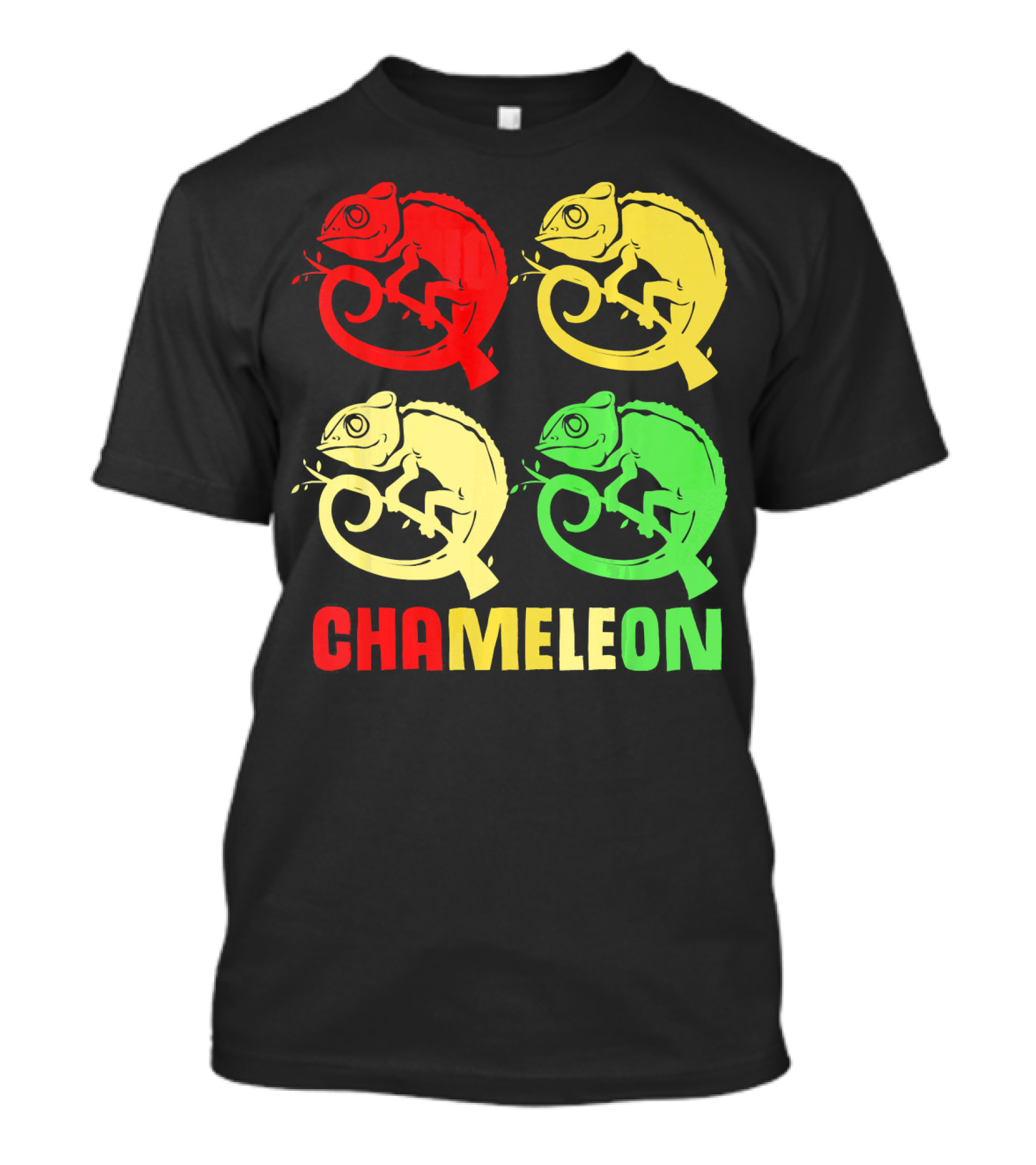 Chameleon Colorful Family Squad Red Yellow Green T-Shirt