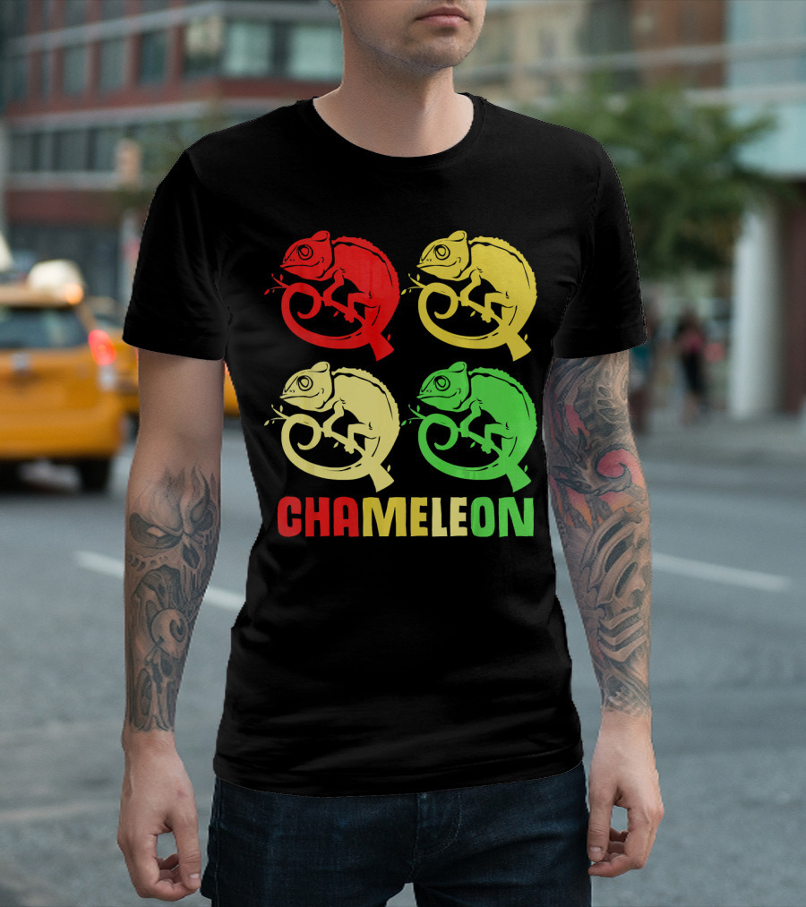 Chameleon Colorful Family Squad Red Yellow Green T-Shirt