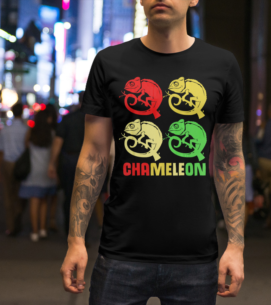 Chameleon Colorful Family Squad Red Yellow Green T-Shirt