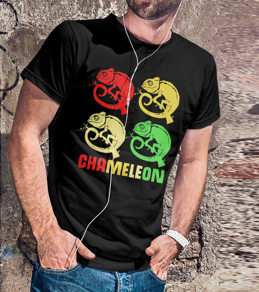 Chameleon Colorful Family Squad Red Yellow Green T-Shirt