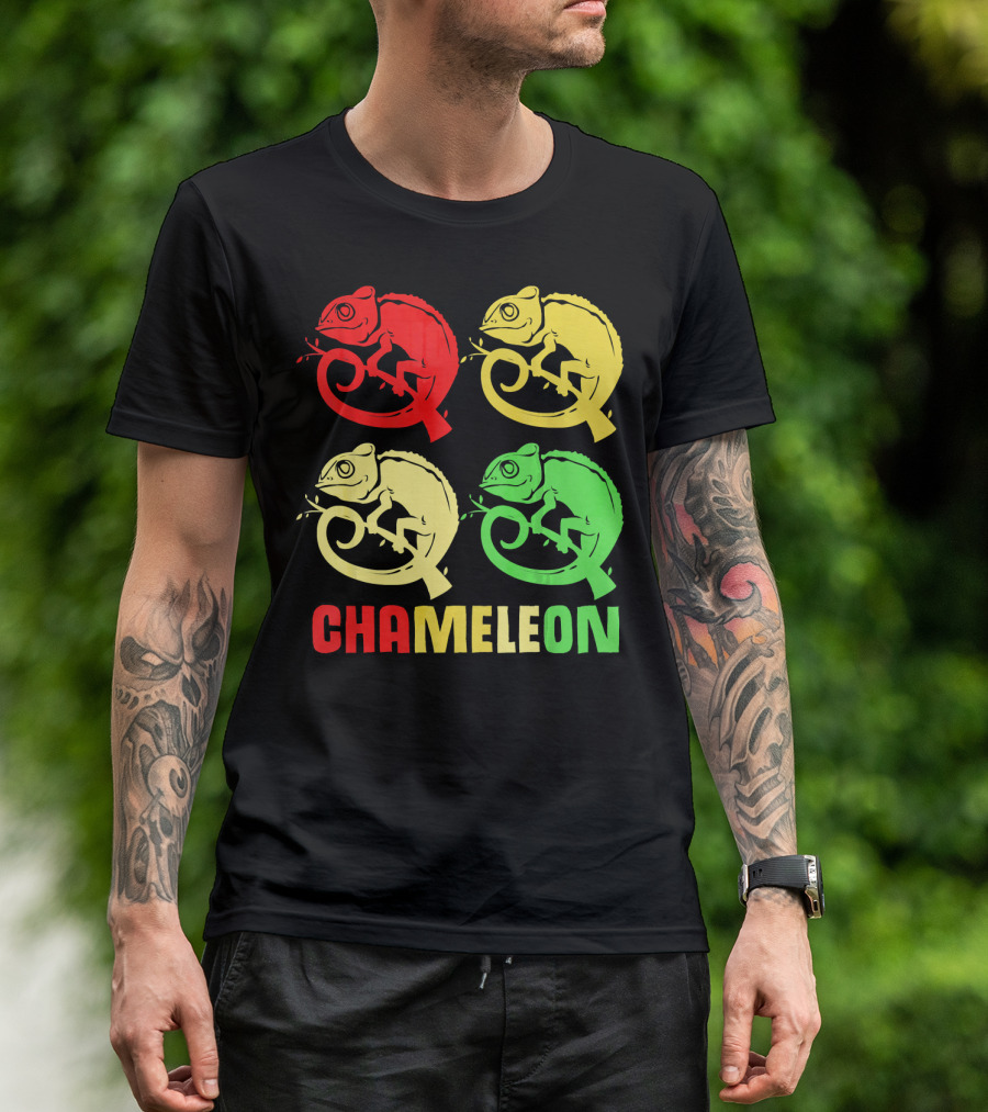 Chameleon Colorful Family Squad Red Yellow Green T-Shirt