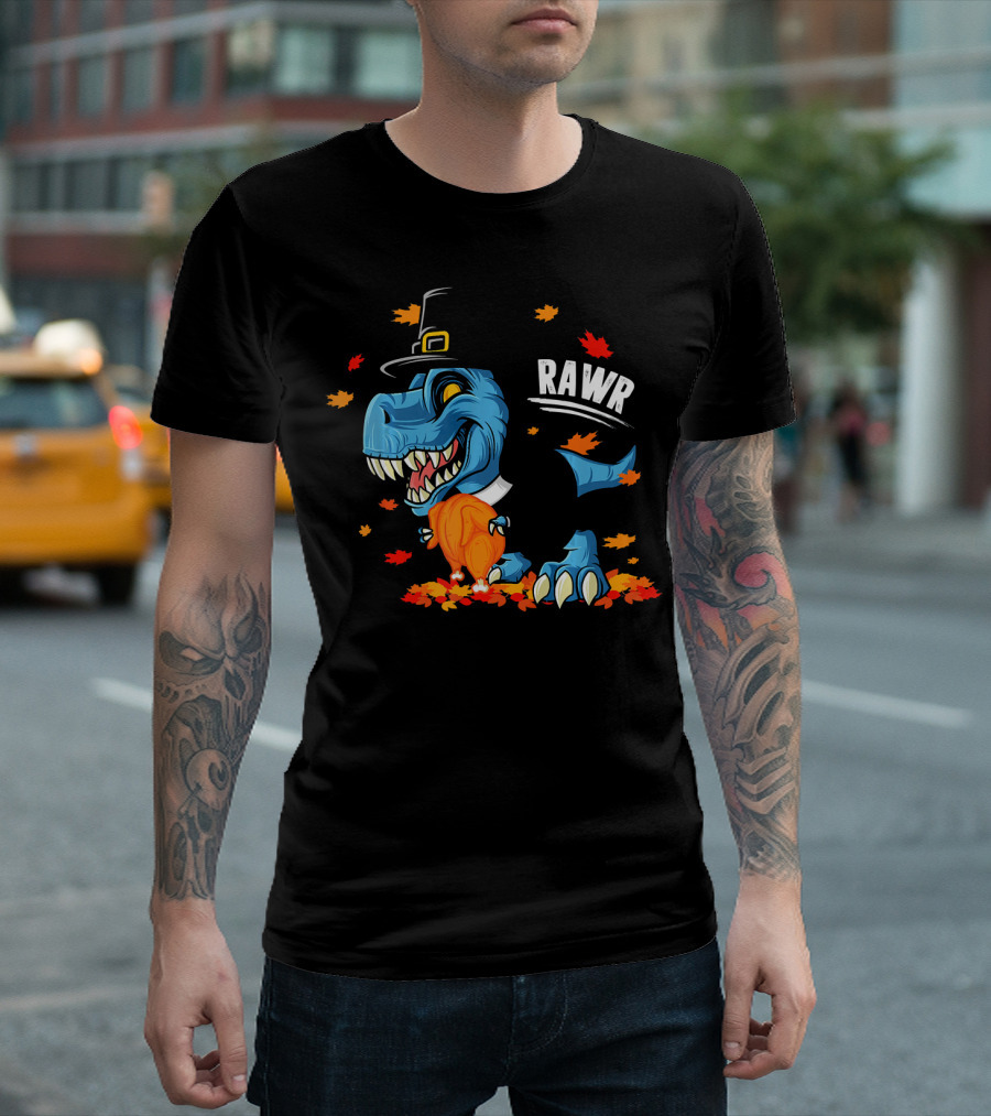 RAWR Dinosaur Rex Pilgrim Turkey Feast T-Shirt