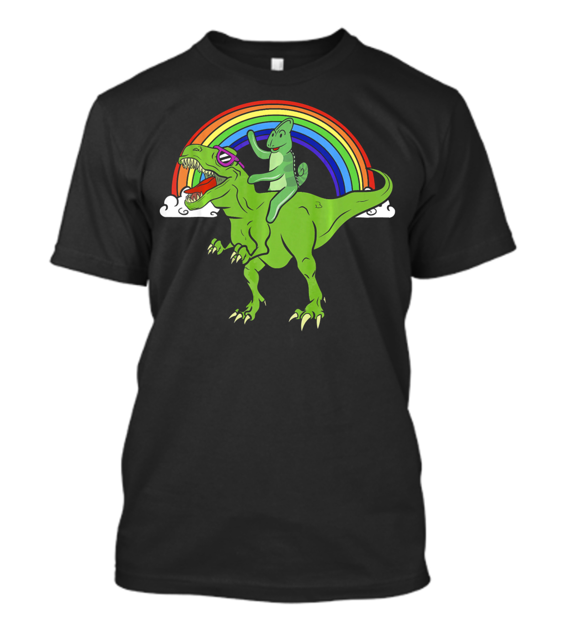 Chameleon Riding Rex Dinosaur T-Shirt