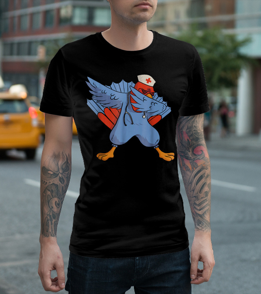 Thanksgiving Dabbing Nurse Turkey with Stethoscope T-Shirt