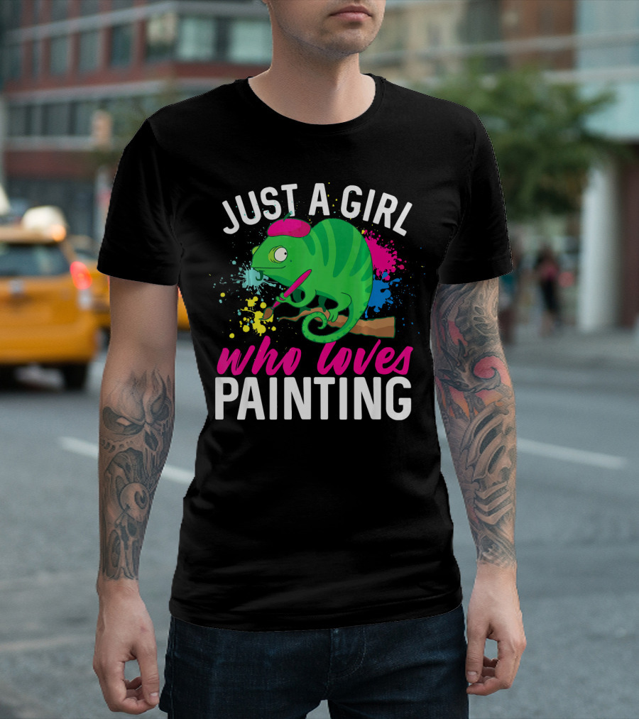 JUST A GIRL WHO LOVES PAINTING CHAMELEON SPLASH POP T-Shirt