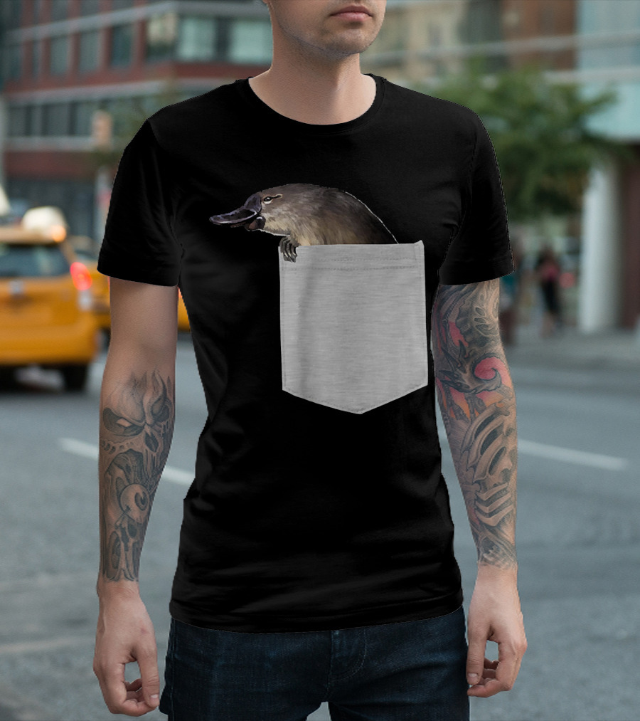 Animal in Your Pocket Duck Billed Platypus Peeking Out T-Shirt